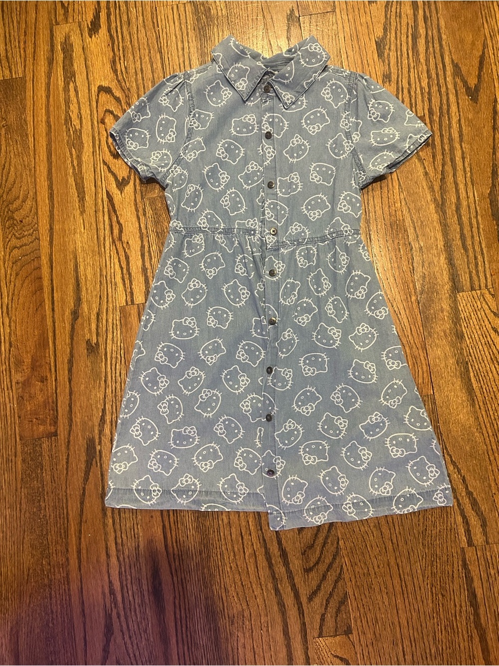 Hello Kitty Light Blue Button-Front Casual Dress